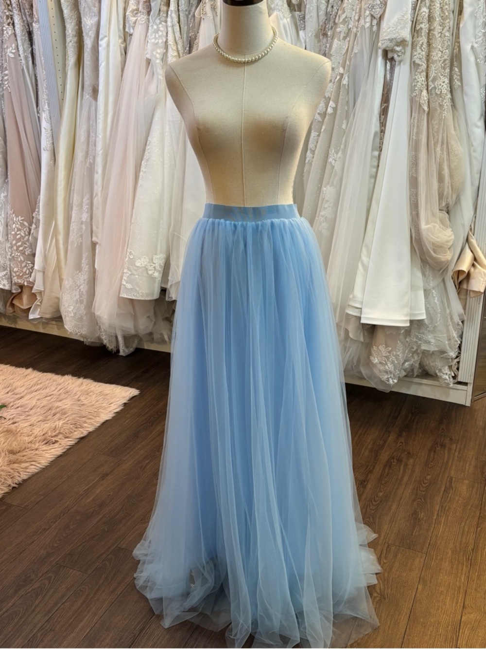 Light Blue Tulle Maxi Skirt